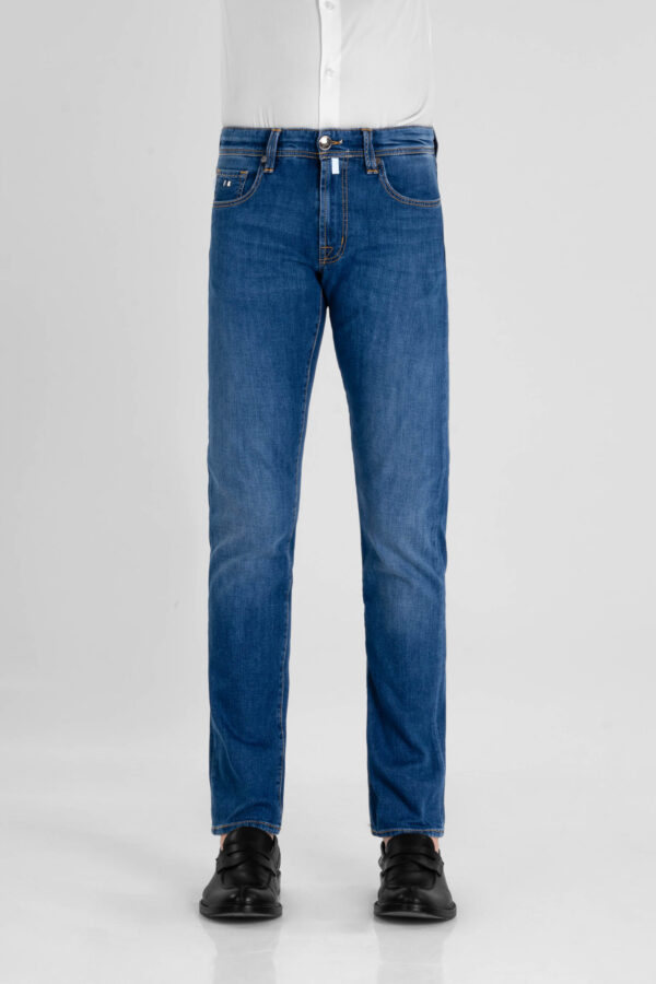 Sartoria Tramarossa JEANS MICHELANGELO ZIP REGULAR IN DENIM LEGGERO BLU MEDIO Vendita Calda