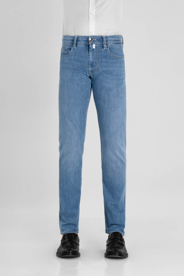 Sartoria Tramarossa JEANS MICHELANGELO ZIP REGULAR IN DENIM LEGGERO BLU CHIARO Vendita Economica
