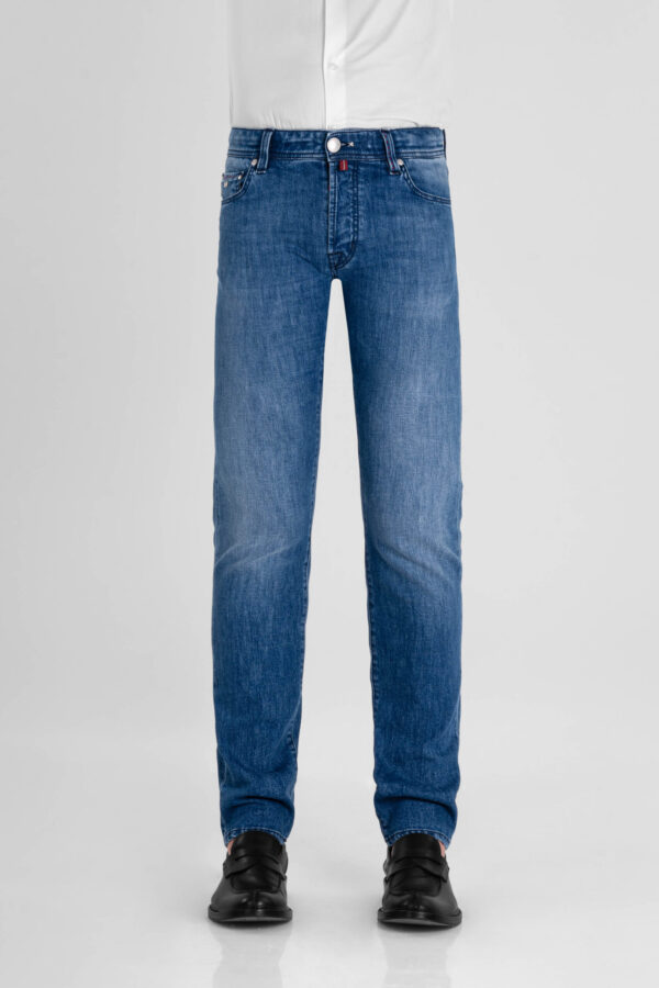 Sartoria Tramarossa JEANS MICHELANGELO ZIP REGULAR IN DENIM BLU MEDIO Saldi Di Fabbrica