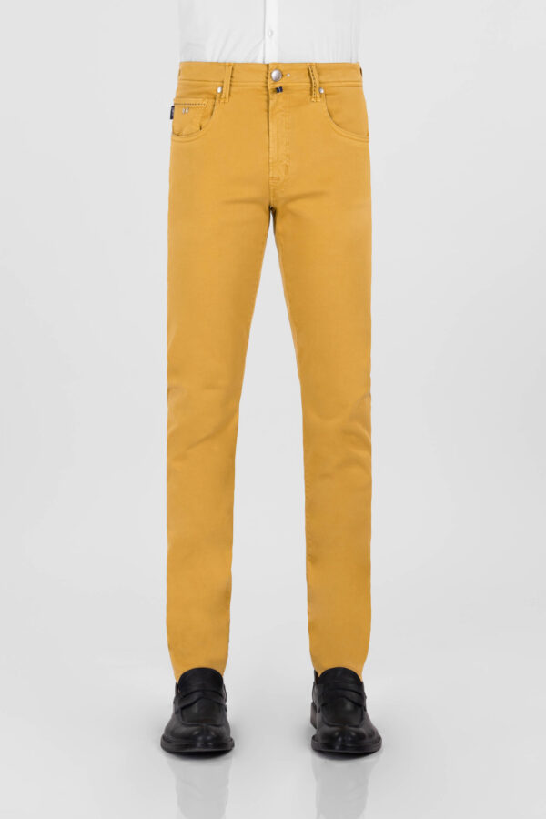 Sartoria Tramarossa PANTALONE LEONARDO ZIP SS SLIM IN GABARDINA DI COTONE STRETCH GIALLO I Più Venduti