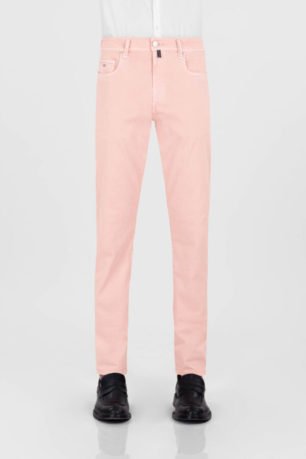 Sartoria Tramarossa PANTALONE LEONARDO ZIP SS SLIM IN GABARDINA DI COTONE STRETCH ROSA Negozio