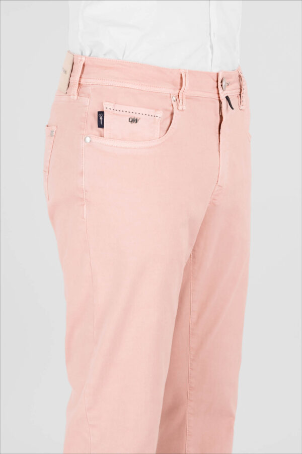 Sartoria Tramarossa PANTALONE LEONARDO ZIP SS SLIM IN GABARDINA DI COTONE STRETCH ROSA Negozio