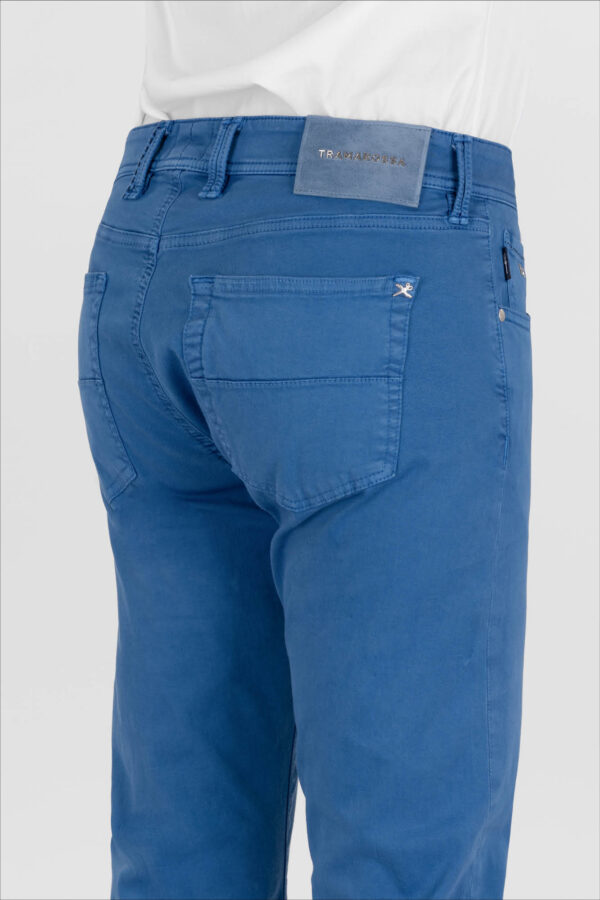 Sartoria Tramarossa PANTALONE LEONARDO ZIP SS SLIM IN GABARDINA DI COTONE STRETCH BLU MEDIO Nuova