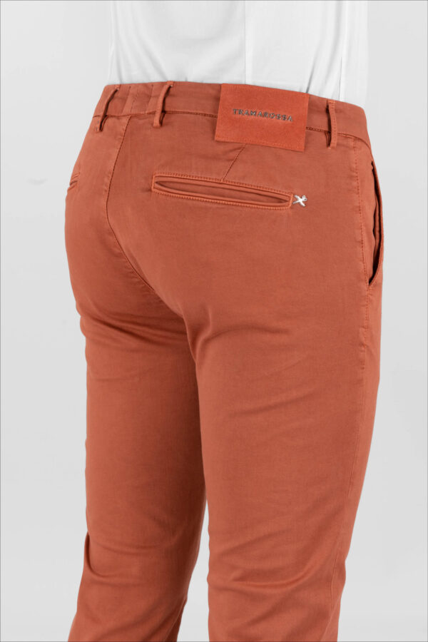 Sartoria Tramarossa PANTALONE LUIS SLIM IN GABARDINA LEGGERA DI COTONE STRETCH ARANCIONE Moda