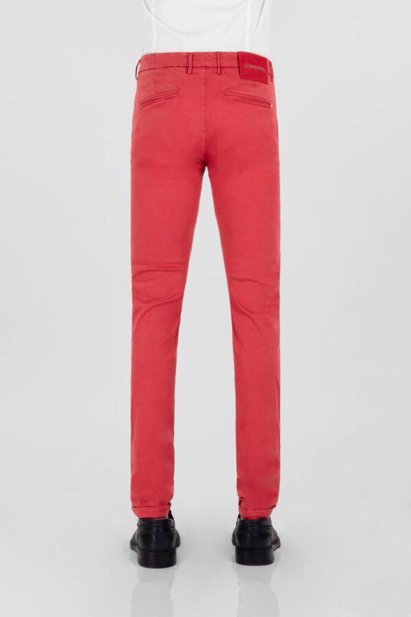 Sartoria Tramarossa PANTALONE LUIS SLIM IN GABARDINA LEGGERA DI COTONE STRETCH ROSSO Italy