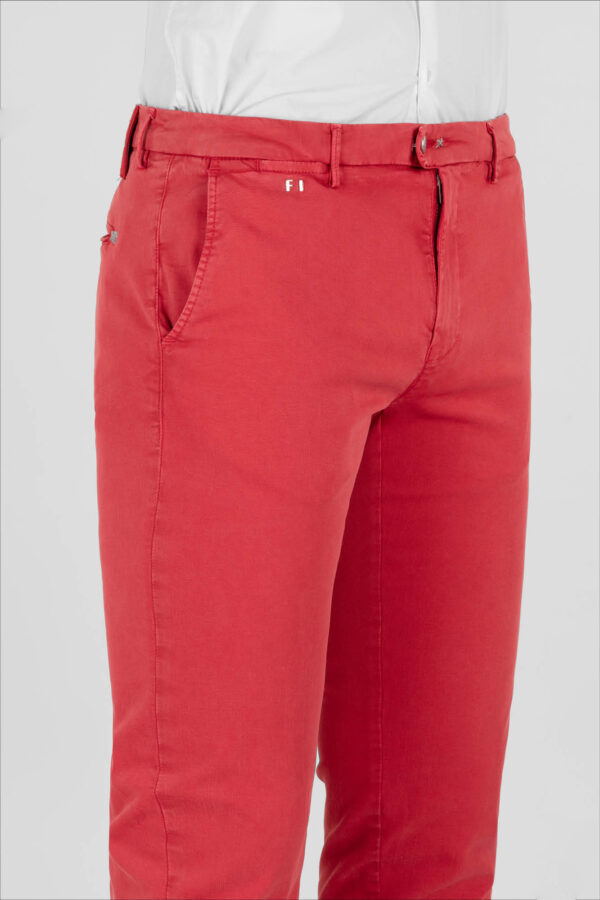 Sartoria Tramarossa PANTALONE LUIS SLIM IN GABARDINA LEGGERA DI COTONE STRETCH ROSSO Italy