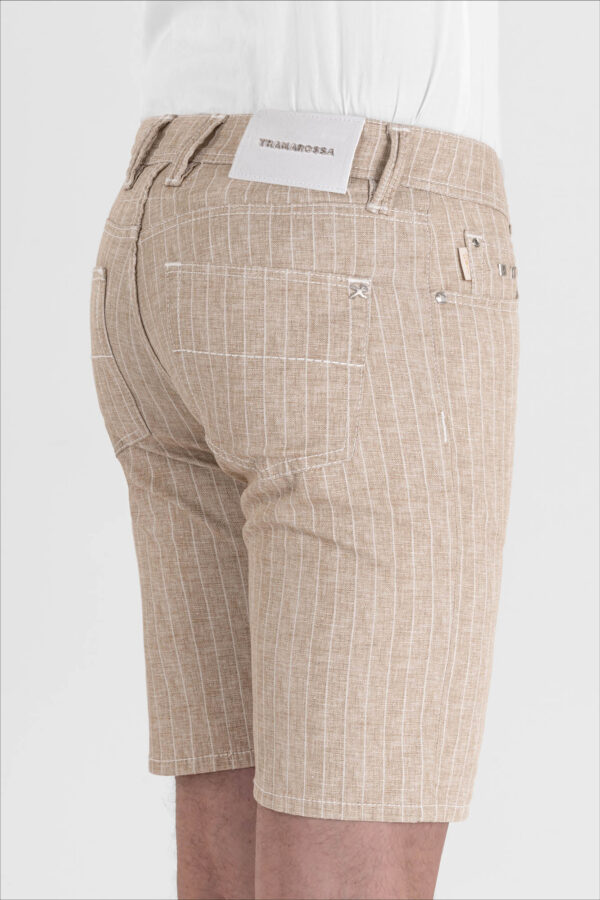 Sartoria Tramarossa PANTALONE ASCANIO CORTO IN DENIM STAMPATO BEIGE Qualità