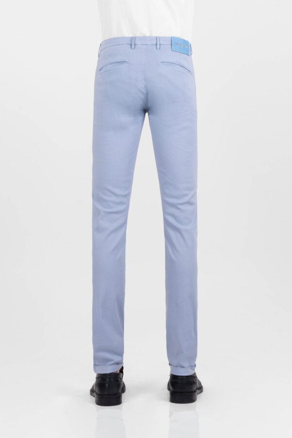 Sartoria Tramarossa PANTALONE LUIS SLIM IN GABARDINA LEGGERA DI COTONE CON STAMPA ESTERNA STRETCH BLU CHIARO Vendita