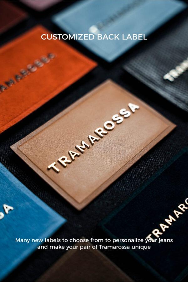 Sartoria Tramarossa PANTALONE MICHELANGELO ZIP SS REGULAR IN GABARDINA DI COTONE CON STAMPA ESTERNA BLU CHIARO Promozione