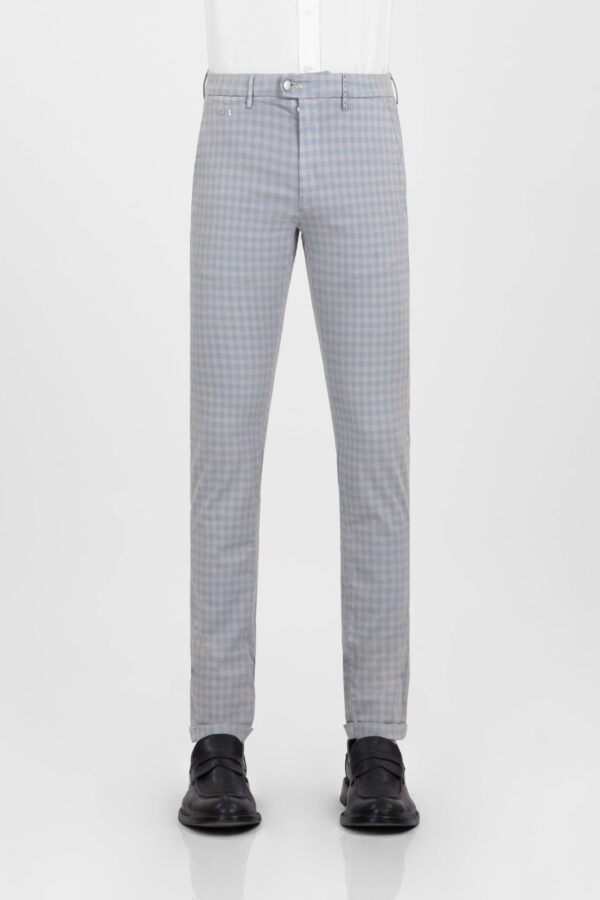 Sartoria Tramarossa PANTALONE LUIS SLIM IN GABARDINA LEGGERA DI COTONE CON STAMPA ESTERNA STRETCH GRIGIO Spedizione Gratuita