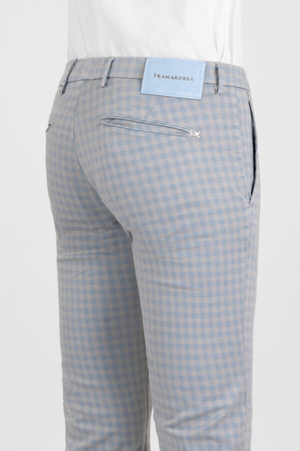 Sartoria Tramarossa PANTALONE LUIS SLIM IN GABARDINA LEGGERA DI COTONE CON STAMPA ESTERNA STRETCH GRIGIO Spedizione Gratuita
