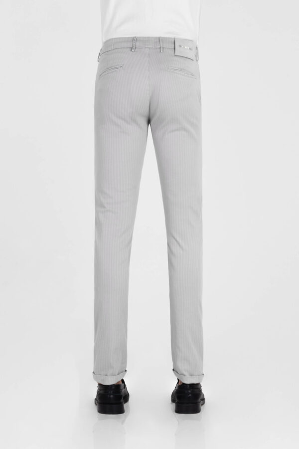 Sartoria Tramarossa PANTALONE LUIS SLIM IN GABARDINA LEGGERA DI COTONE CON STAMPA ESTERNA STRETCH GRIGIO Pezzi Unici