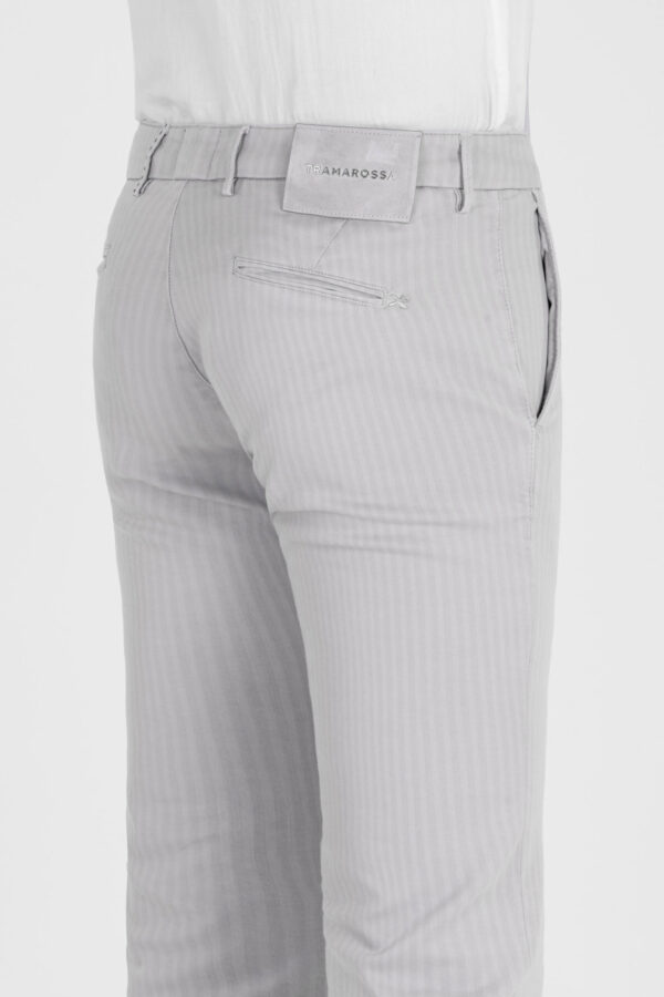 Sartoria Tramarossa PANTALONE LUIS SLIM IN GABARDINA LEGGERA DI COTONE CON STAMPA ESTERNA STRETCH GRIGIO Pezzi Unici