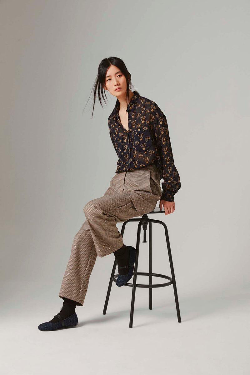 Shirtaporter Pant Cargo in Pied-de-Poule Moda