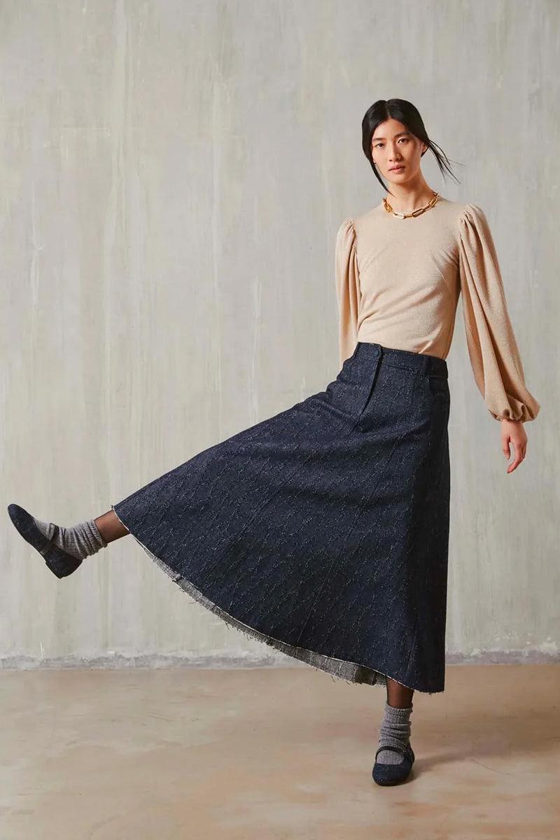 Shirtaporter Gonna in Denim Jacquard Offerta