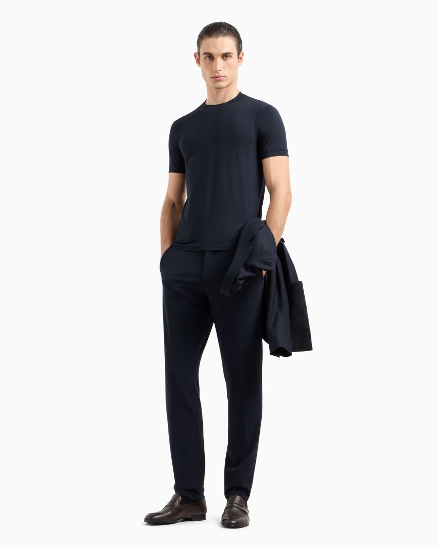 ﻿The world of armani T-SHIRT GIROCOLLO ICON IN JERSEY DI VISCOSA STRETCH Spedizione Gratuita