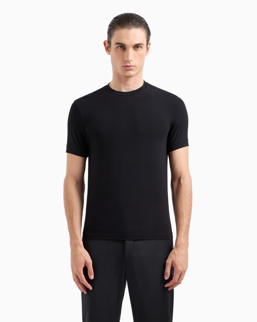 The world of armani T-SHIRT GIROCOLLO ICON IN JERSEY DI VISCOSA STRETCH Qualità Garantita