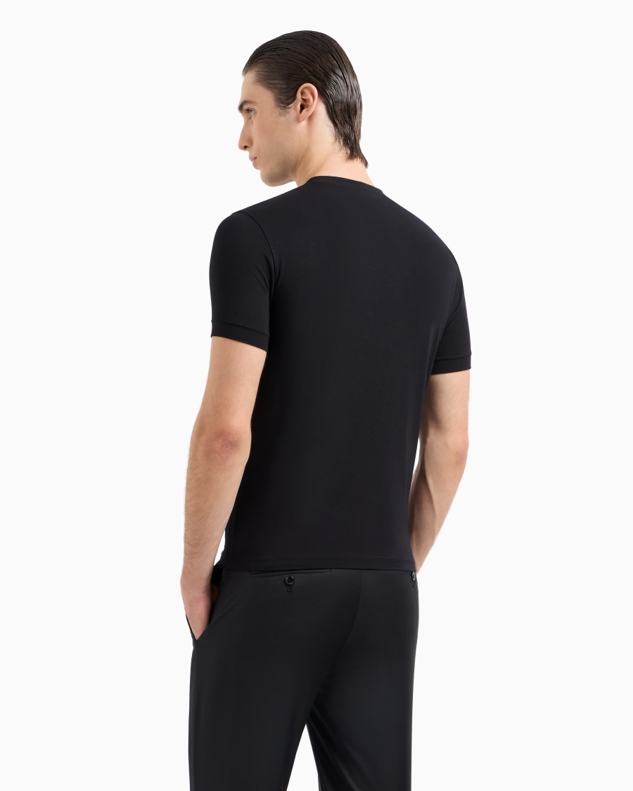 The world of armani T-SHIRT GIROCOLLO ICON IN JERSEY DI VISCOSA STRETCH Qualità Garantita