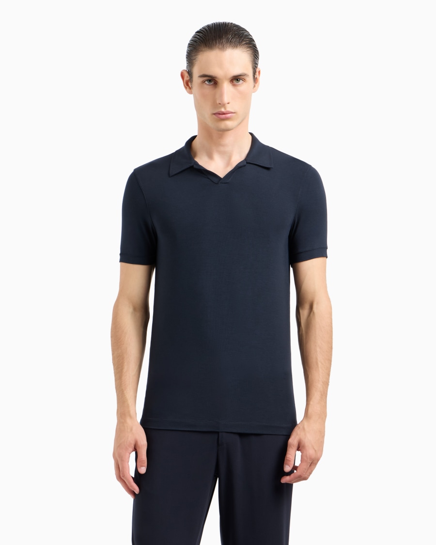 The world of armani POLO A MANICHE CORTE IN JERSEY DI VISCOSA STRETCH Consegna Veloce