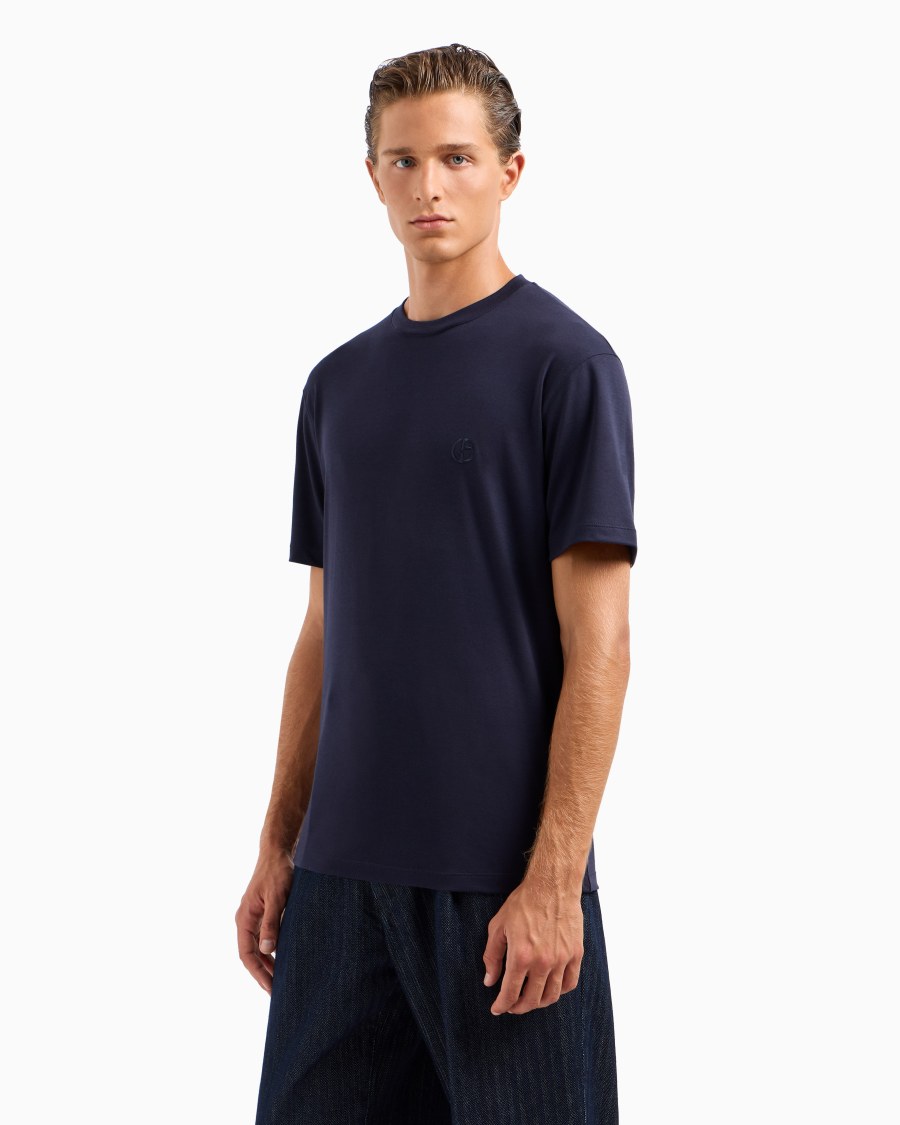 The world of armani T-SHIRT GIROCOLLO IN INTERLOCK DI COTONE E CASHMERE Convenienza