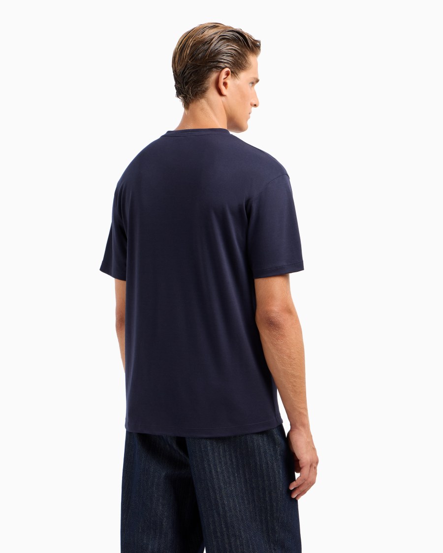 The world of armani T-SHIRT GIROCOLLO IN INTERLOCK DI COTONE E CASHMERE Convenienza