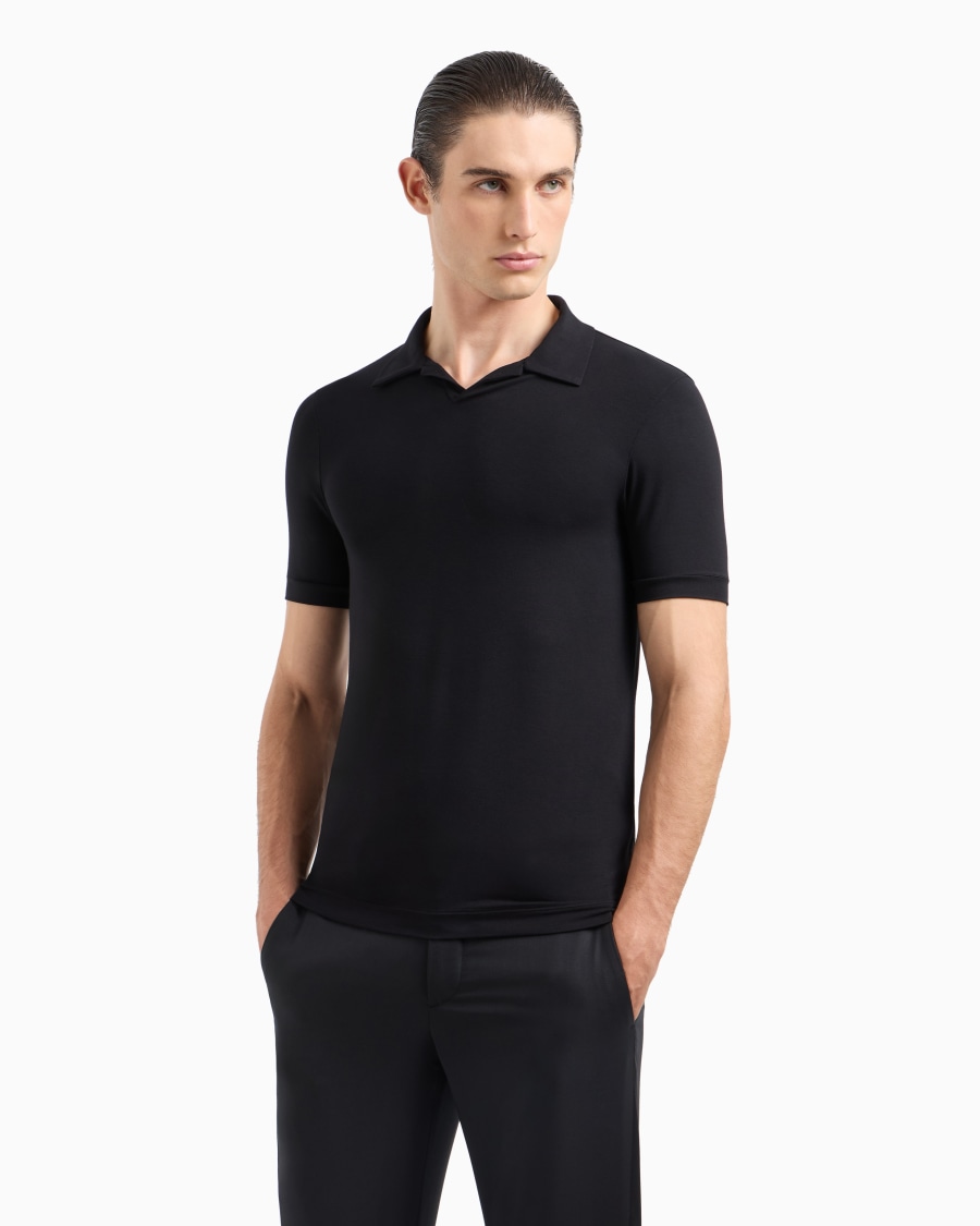 The world of armani POLO A MANICHE CORTE IN JERSEY DI VISCOSA STRETCH Economico