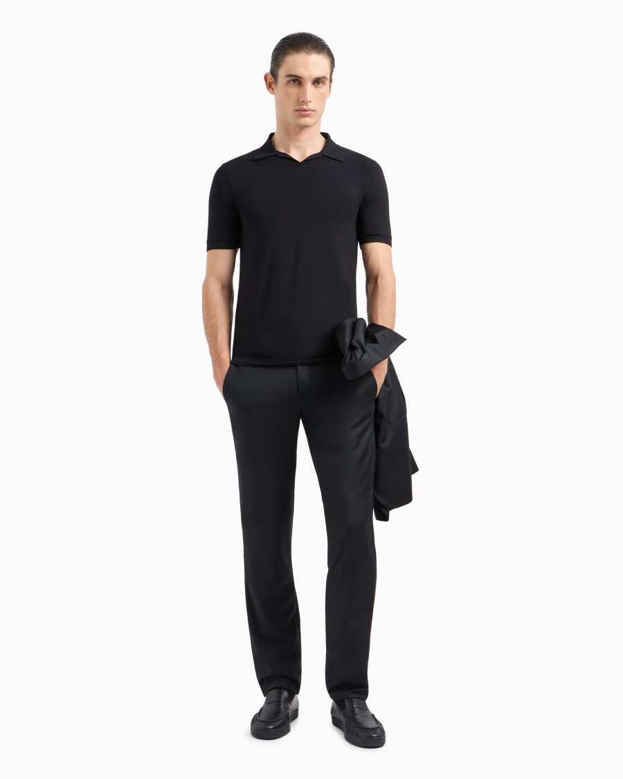 The world of armani POLO A MANICHE CORTE IN JERSEY DI VISCOSA STRETCH Economico