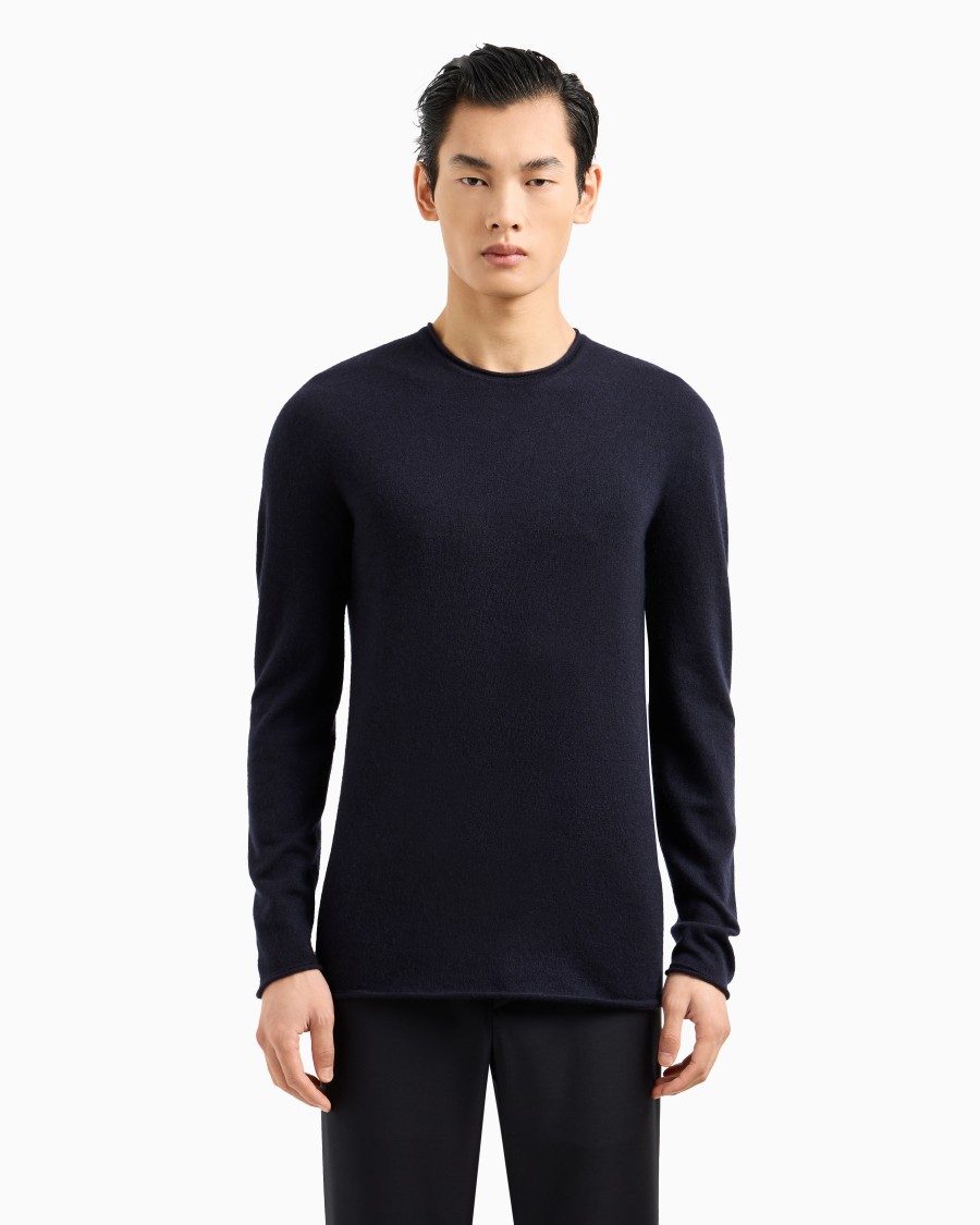 The world of armani MAGLIA GIROCOLLO ICON IN INTERLOCK DI CASHMERE Outlet
