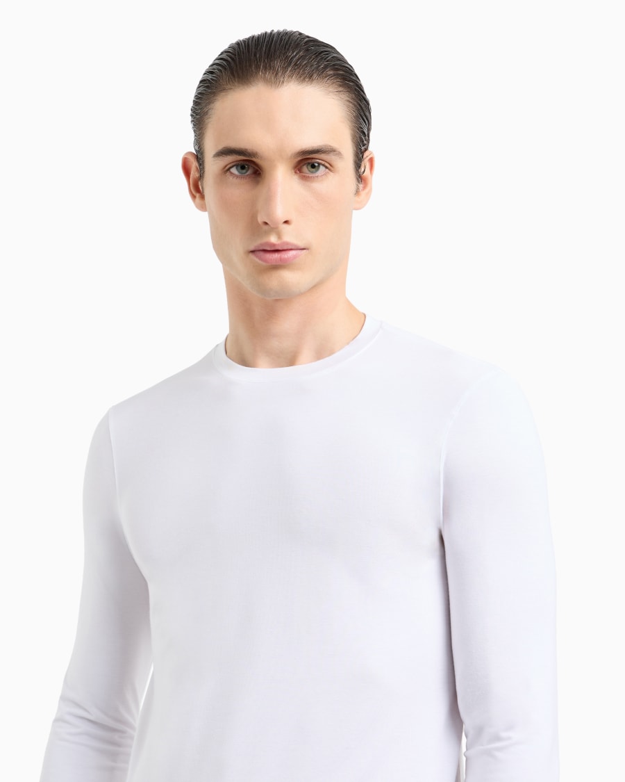 The world of armani MAGLIA GIROCOLLO A MANICHE LUNGHE IN JERSEY DI VISCOSA STRETCH Moda