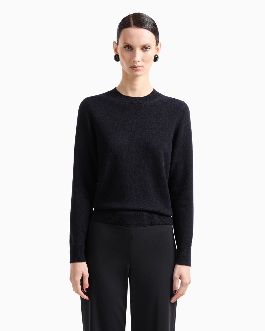 The world of armani MAGLIONE IN CASHMERE CON PROFILI A COSTE Affare Del Giorno