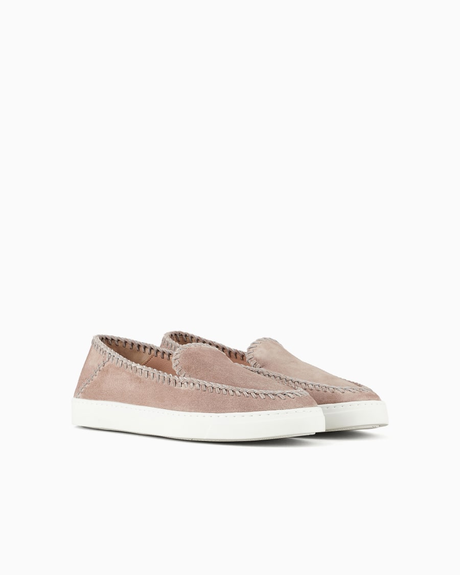 The world of armani GALLERIA 3 SLIP-ON IN PELLE SCAMOSCIATA In Vendita