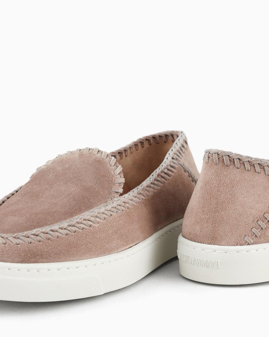The world of armani GALLERIA 3 SLIP-ON IN PELLE SCAMOSCIATA In Vendita