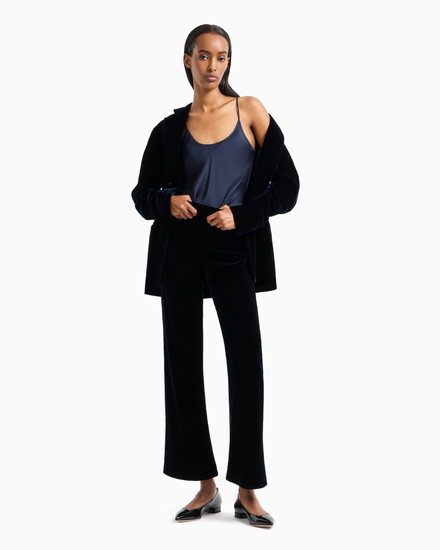 The world of armani PANTALONI CROPPED IN VELLUTO Saldi Di Fabbrica