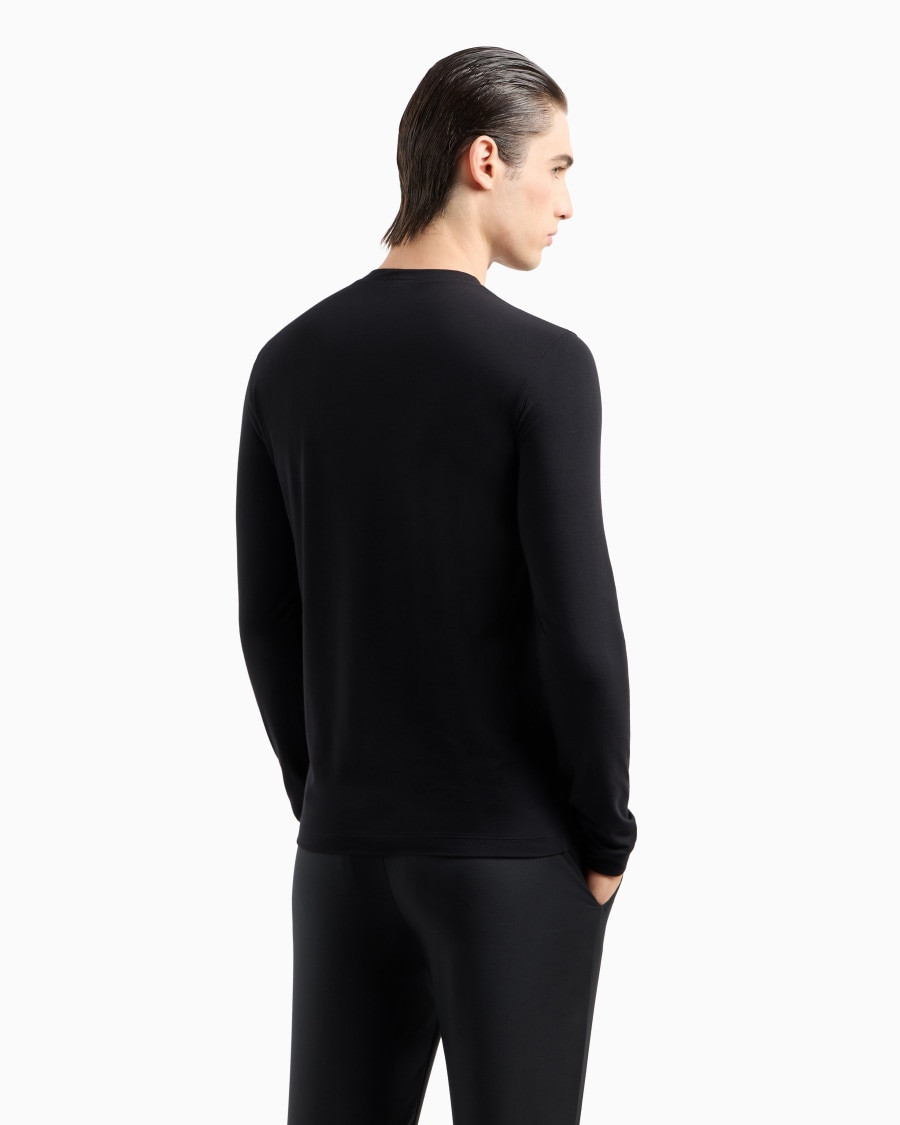 The world of armani MAGLIA GIROCOLLO A MANICHE LUNGHE IN JERSEY DI VISCOSA STRETCH Vendite Flash