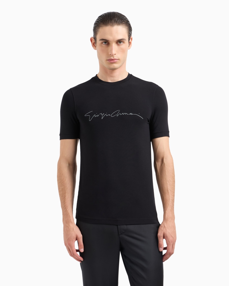 The world of armani T-SHIRT IN JERSEY BAMBOO DI VISCOSA STRETCH Offerta esclusiva