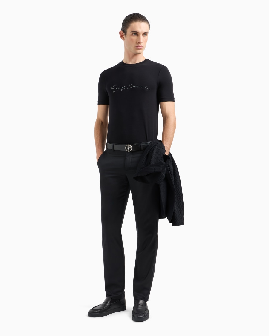 The world of armani T-SHIRT IN JERSEY BAMBOO DI VISCOSA STRETCH Offerta esclusiva