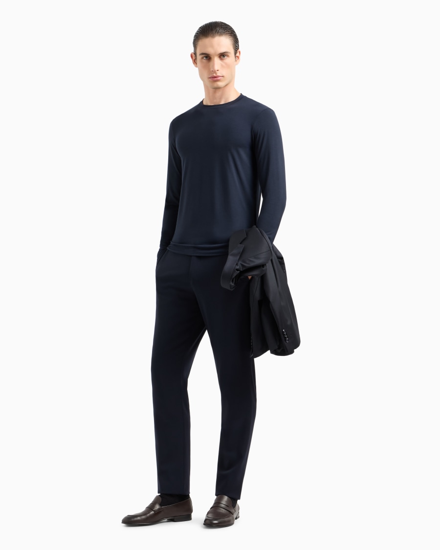 The world of armani MAGLIA GIROCOLLO A MANICHE LUNGHE IN JERSEY DI VISCOSA STRETCH Negozi Online