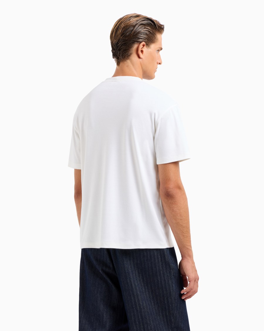 The world of armani T-SHIRT GIROCOLLO IN INTERLOCK DI COTONE E CASHMERE Promozione Limitata
