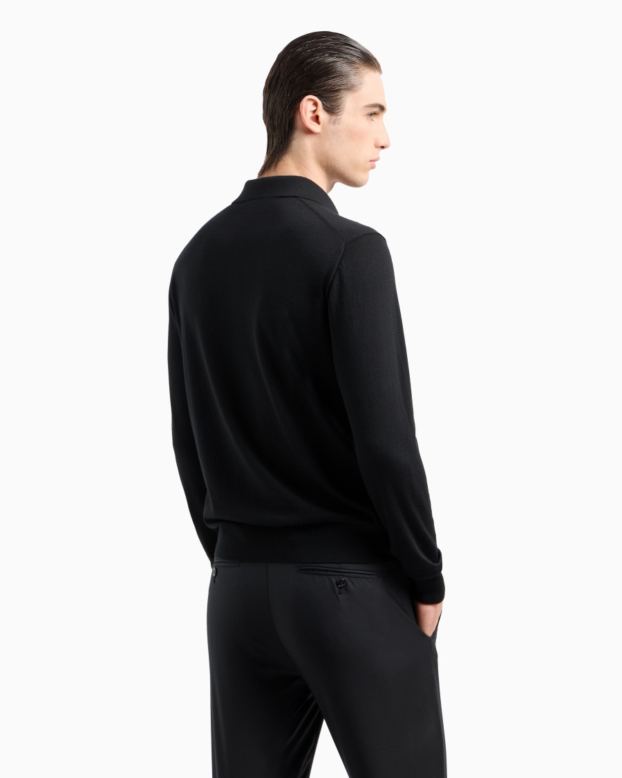 The world of armani POLO A MANICHE LUNGHE IN LANA VERGINE Online Outlet