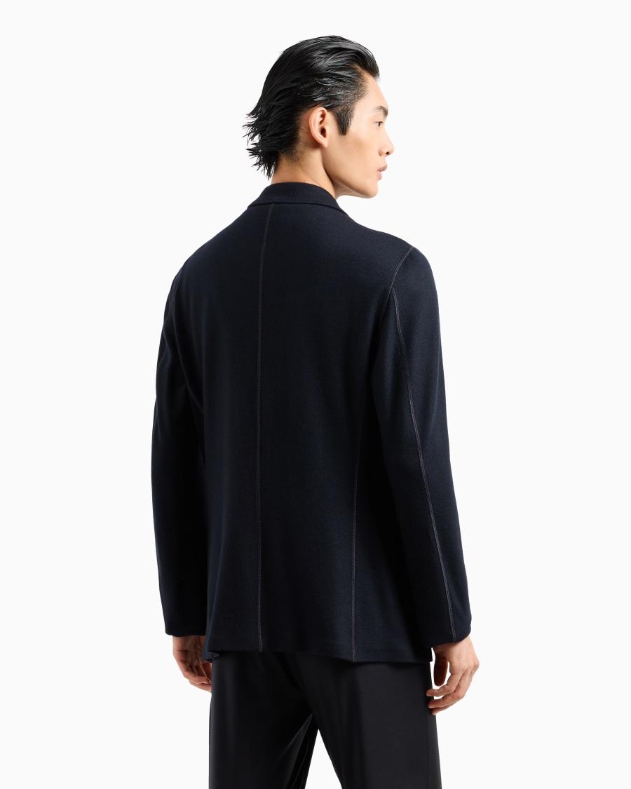 The world of armani GIACCA DOPPIOPETTO ICON IN INTERLOCK DI CASHMERE FOLLATO Grandi sconti