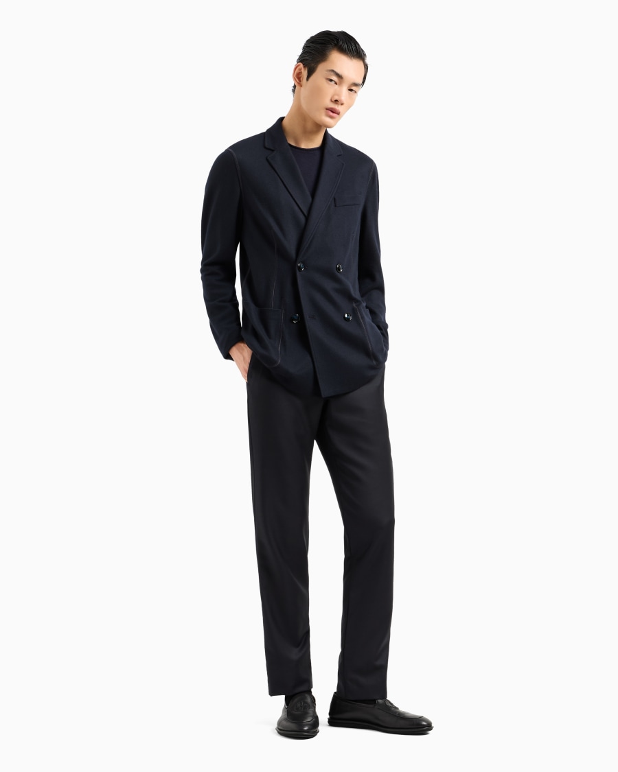 The world of armani GIACCA DOPPIOPETTO ICON IN INTERLOCK DI CASHMERE FOLLATO Grandi sconti