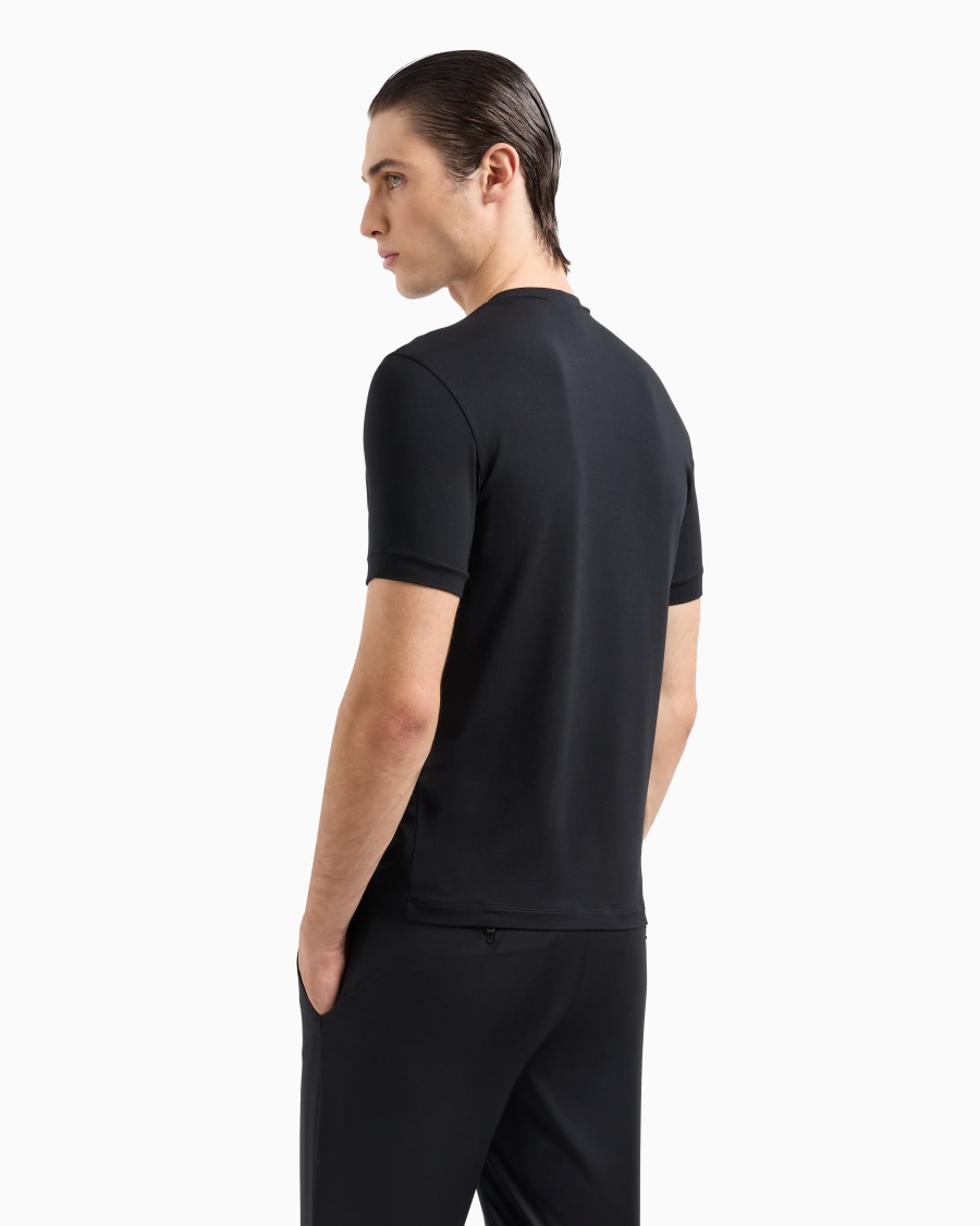 The world of armani T-SHIRT IN JERSEY BAMBOO DI VISCOSA STRETCH CON RICAMO GA Comprane uno, ottenene uno gratis
