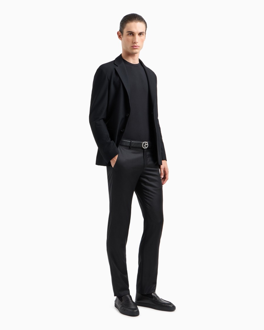The world of armani T-SHIRT IN JERSEY BAMBOO DI VISCOSA STRETCH CON RICAMO GA Comprane uno, ottenene uno gratis