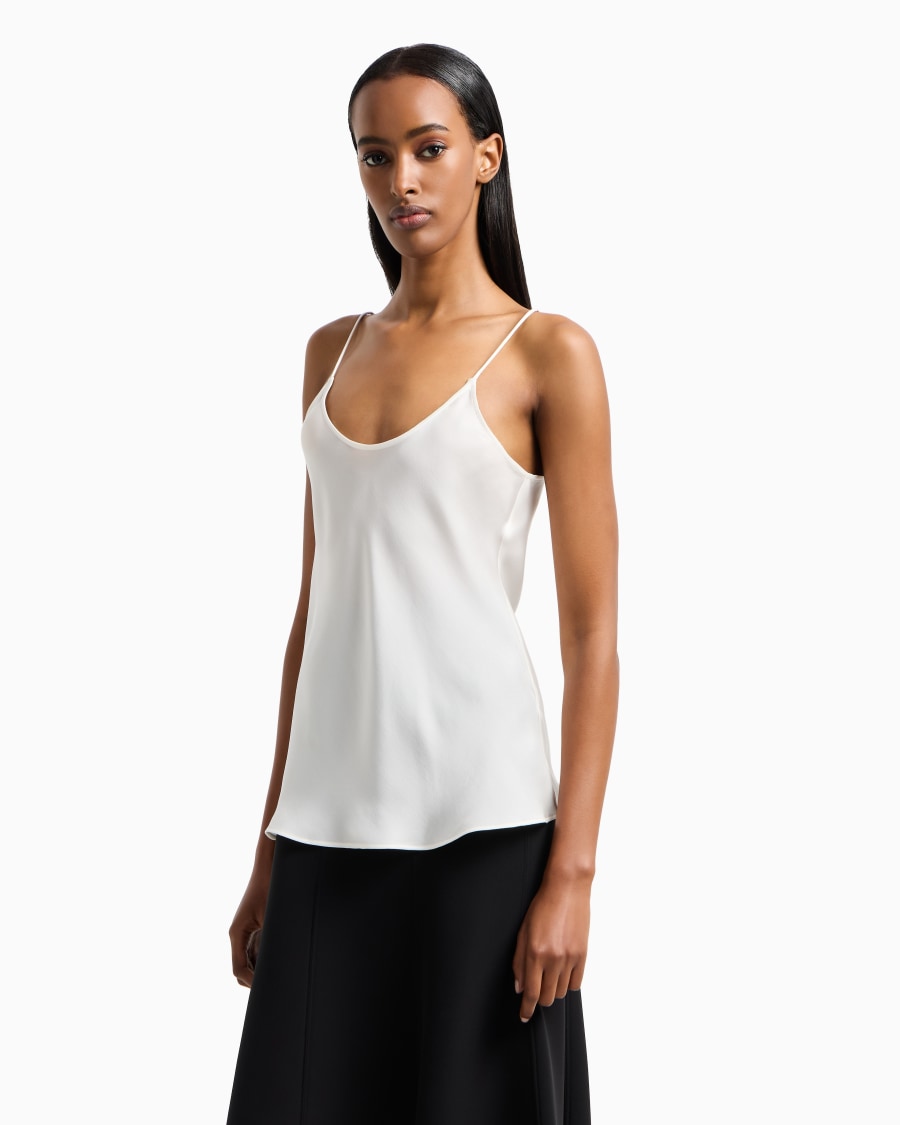 The world of armani TOP IN CHARMEUSE DI SETA Fino al 60% di sconto