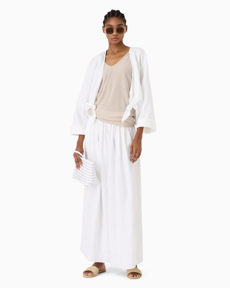 The world of armani PANTALONI AMPI IN CANAPA ASV Sostegno trimestrale