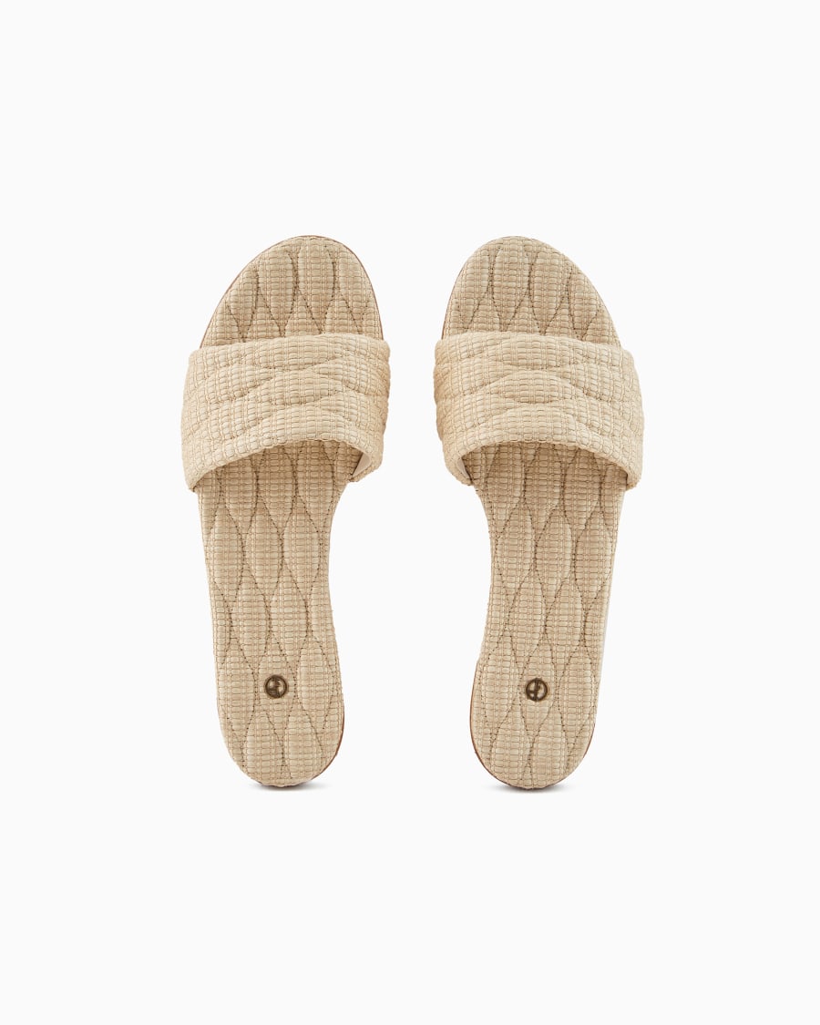 The world of armani SANDALI FLAT IN RAFIA TRAPUNTATA Black Friday Prezzi