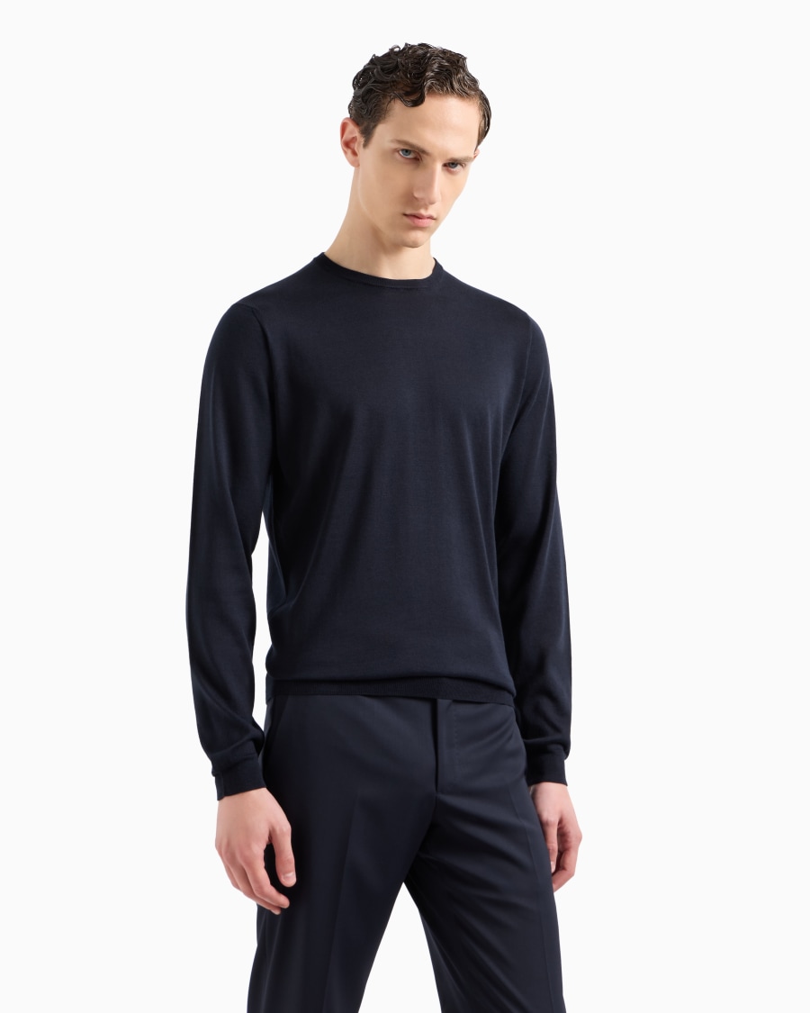 The world of armani MAGLIA GIROCOLLO A MANICA LUNGA IN SETA E COTONE In Linea