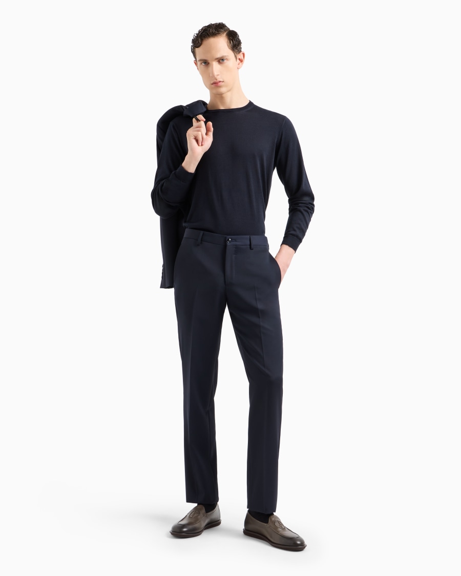The world of armani MAGLIA GIROCOLLO A MANICA LUNGA IN SETA E COTONE In Linea