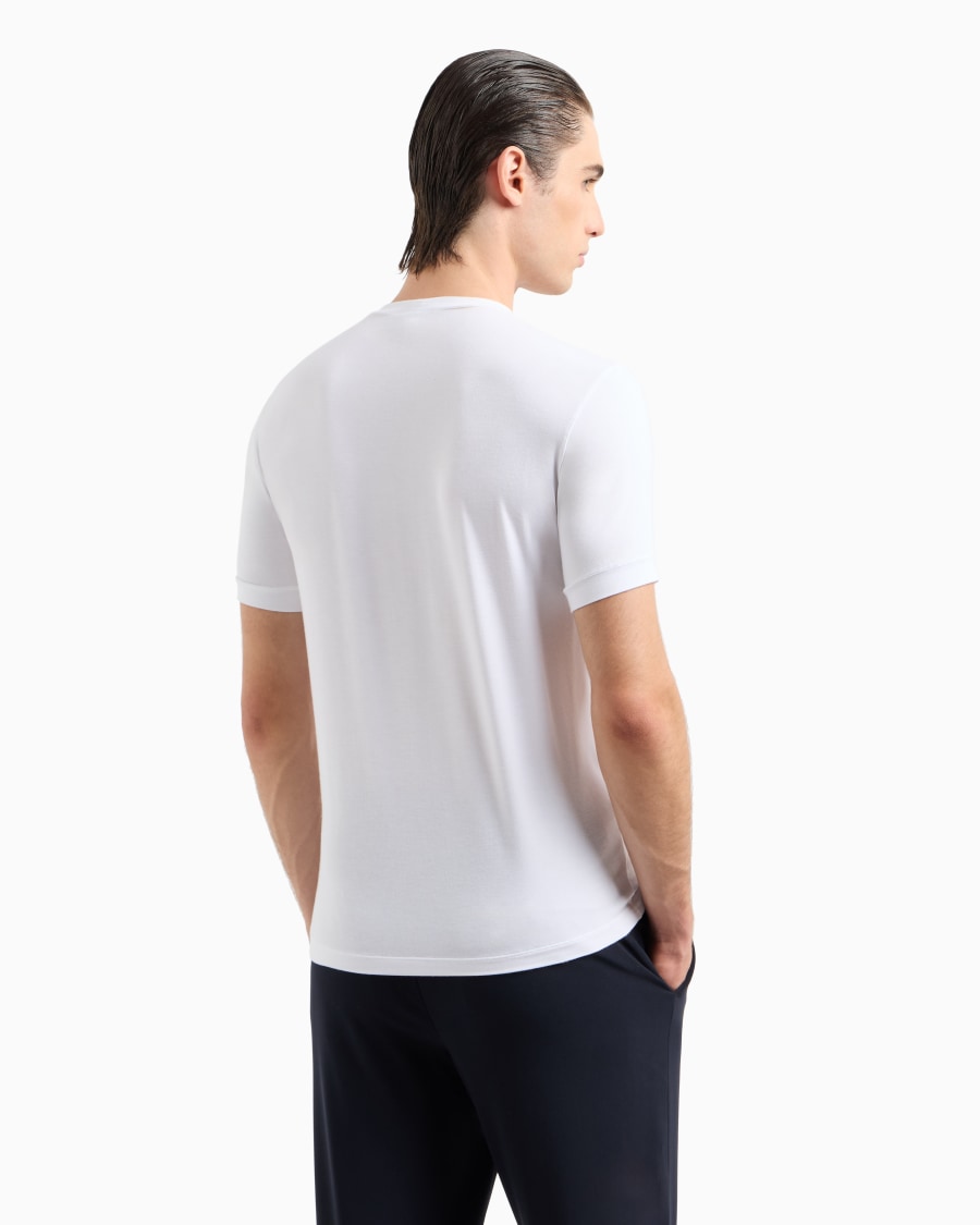 The world of armani T-SHIRT IN JERSEY BAMBOO DI VISCOSA STRETCH CON RICAMO GA Affare Del Giorno