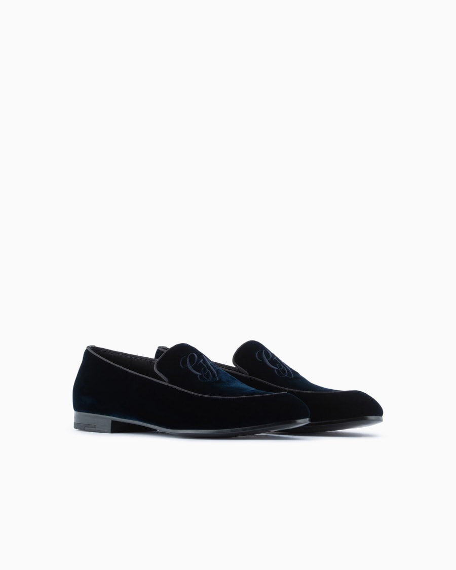 The world of armani MOCASSINI IN VELLUTO CON LOGO RICAMATO Outlet